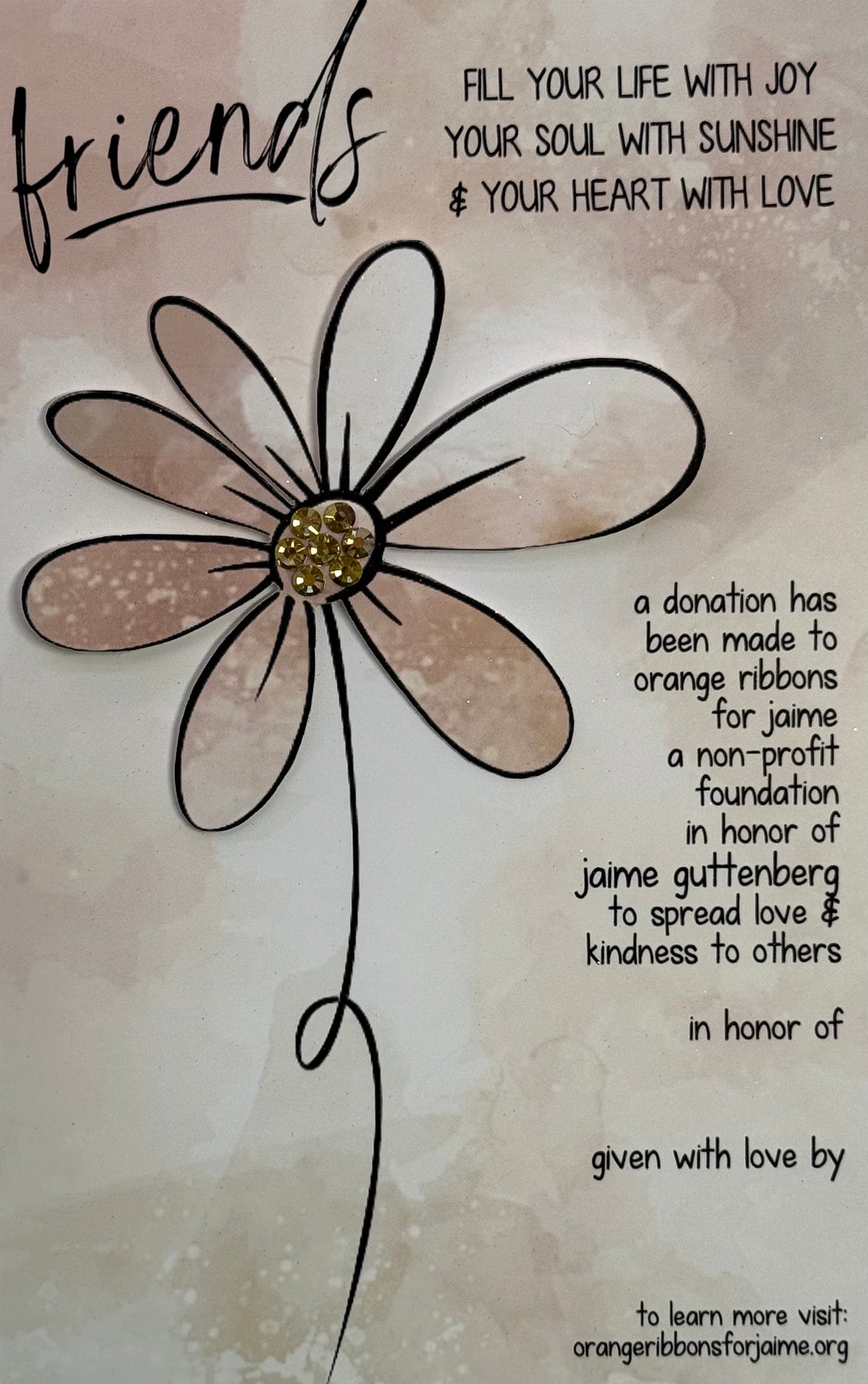 Friendship Card (Beige Flower) (THREE NON-PERSONALIZED CARDS)