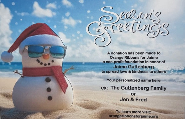Seasons Greetings Snowman Beach Holiday Card