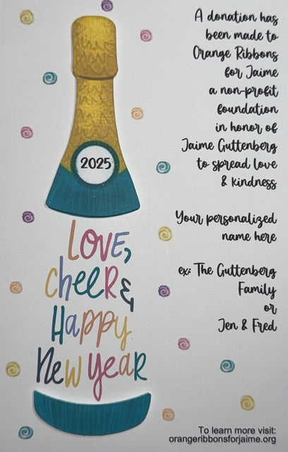 New Years Champagne Bottle Holiday Card (THREE)