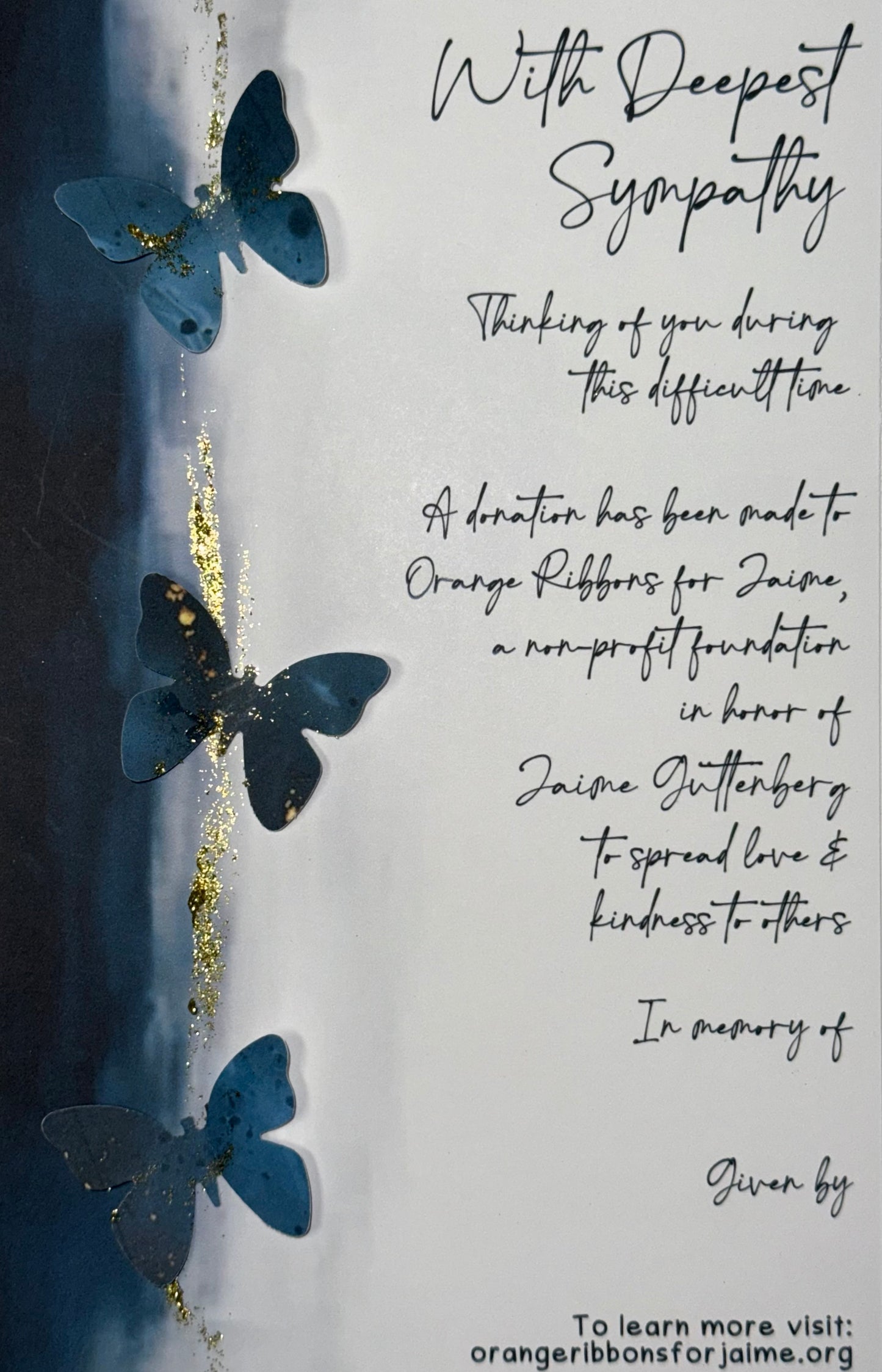 Sympathy Card (Navy Blue Butterflies)