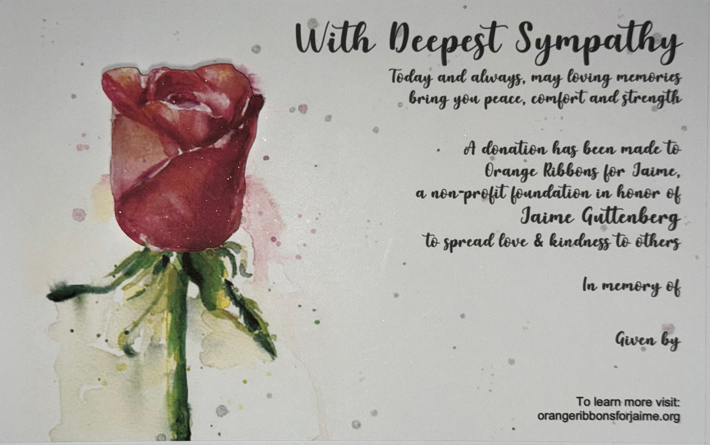 Sympathy Card (Red Rose)