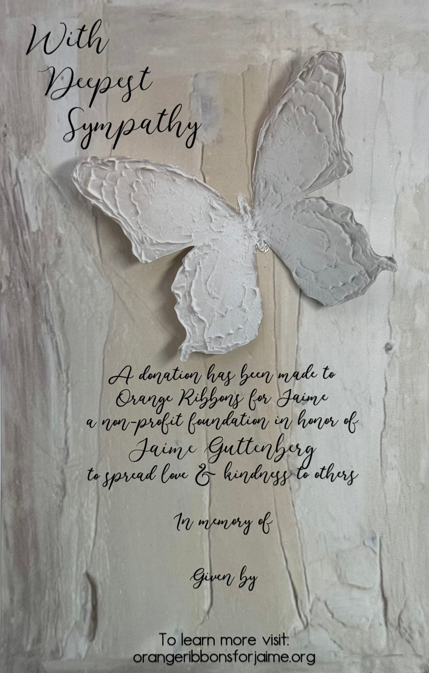 Sympathy Card (White Butterfly)