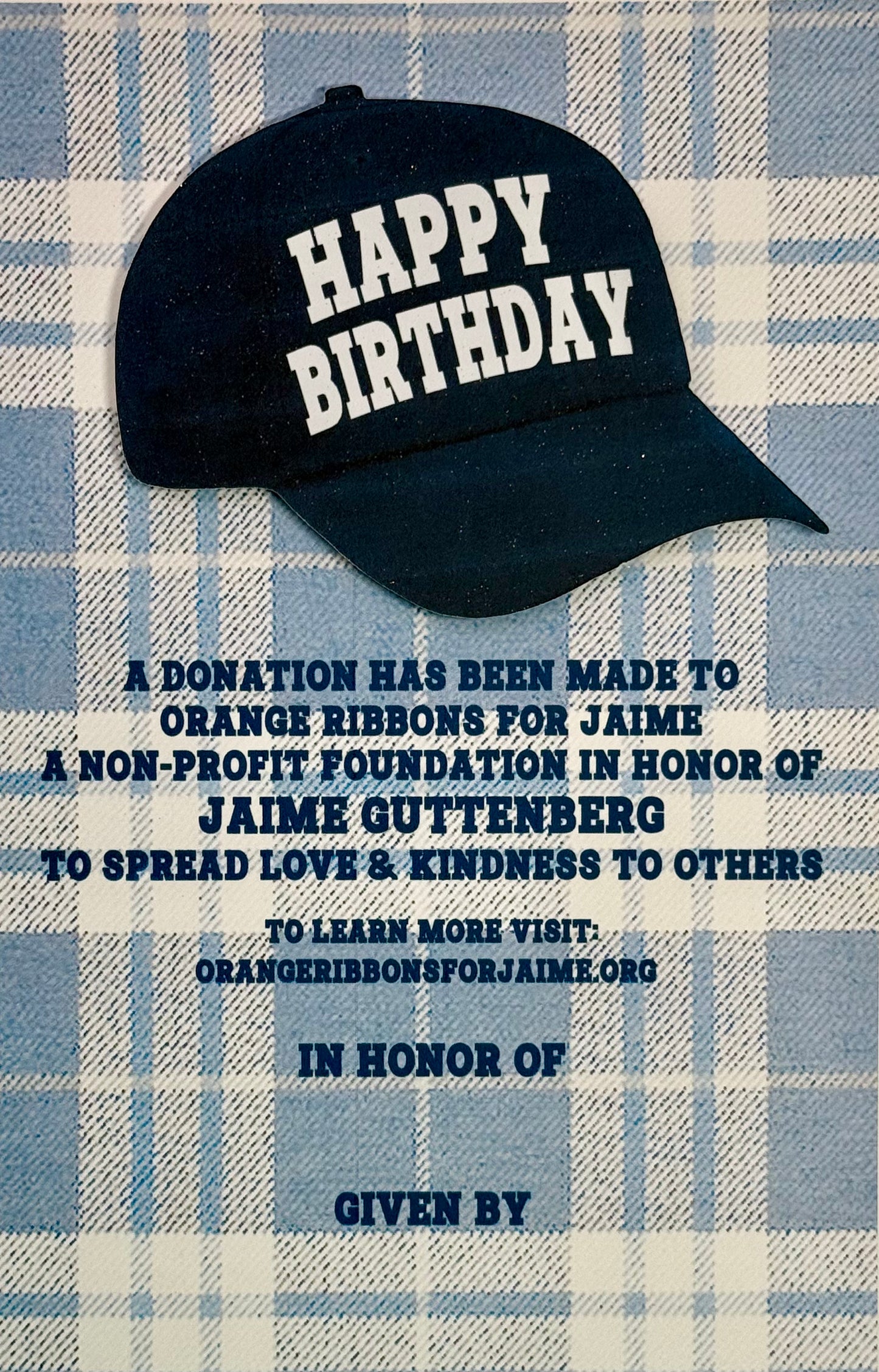 Birthday Card (Baseball Hat) (THREE NON-PERSONALIZED CARDS)