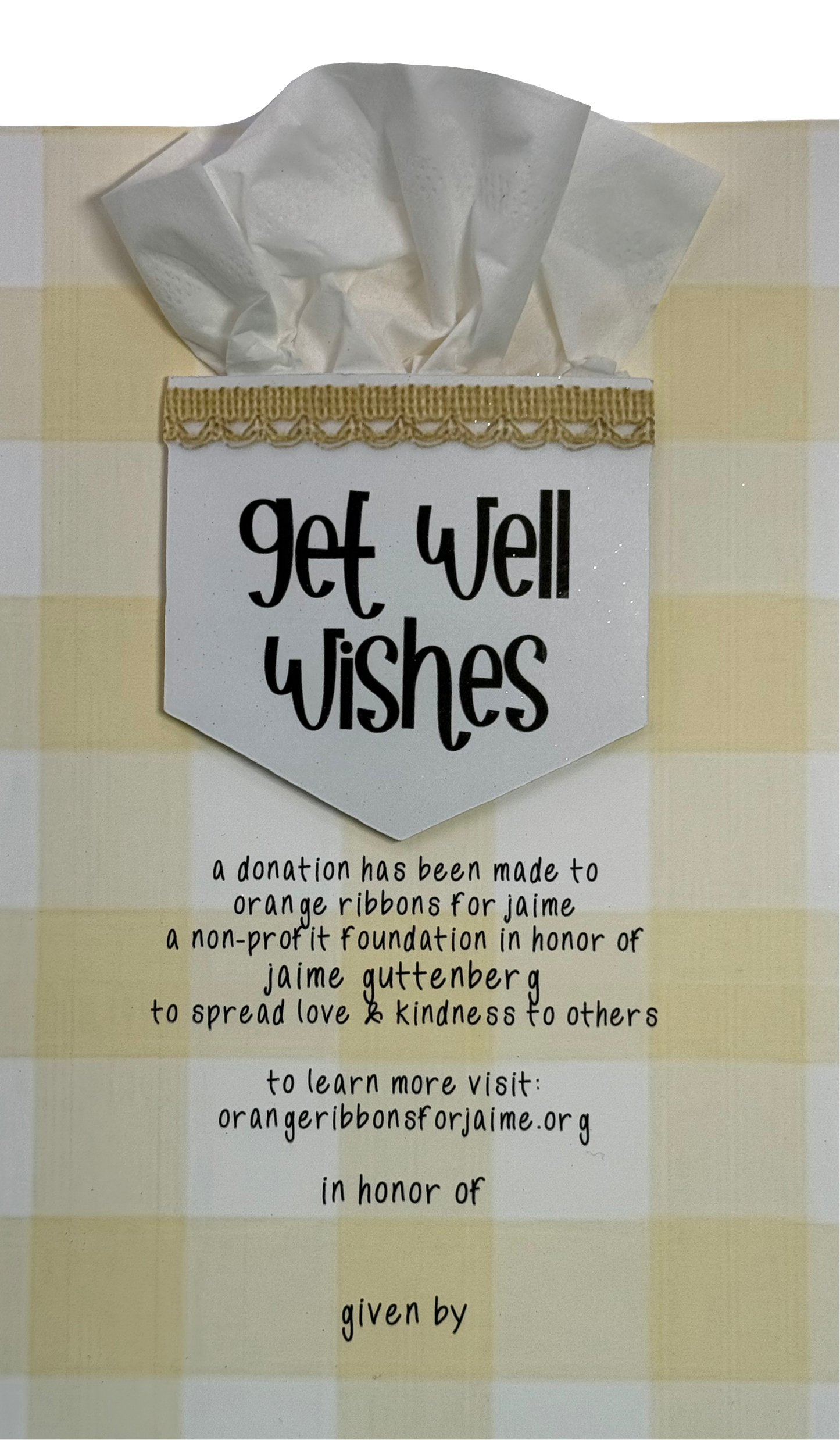 Get Well Card (Tissue in Pocket) (THREE NON-PERSONALIZED CARDS)