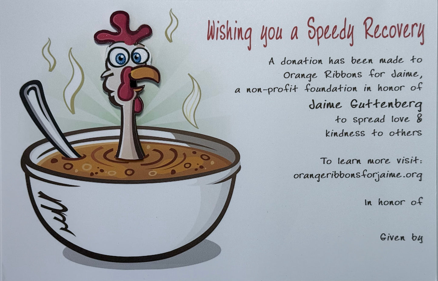 Get Well Card (Chicken Soup) (THREE NON-PERSONALIZED CARDS)