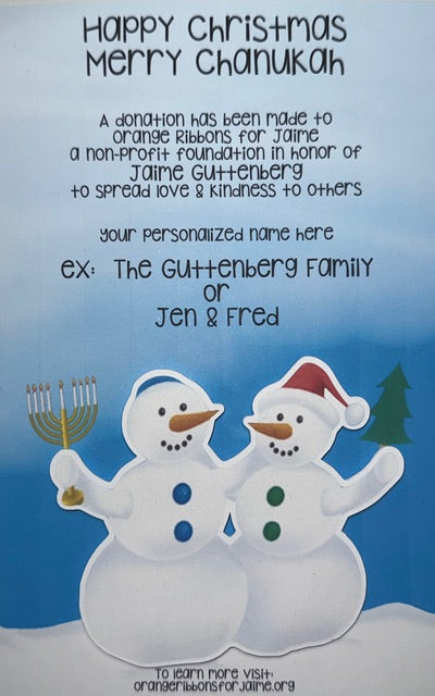 Chrismukah Snowmen Holiday Card (THREE)