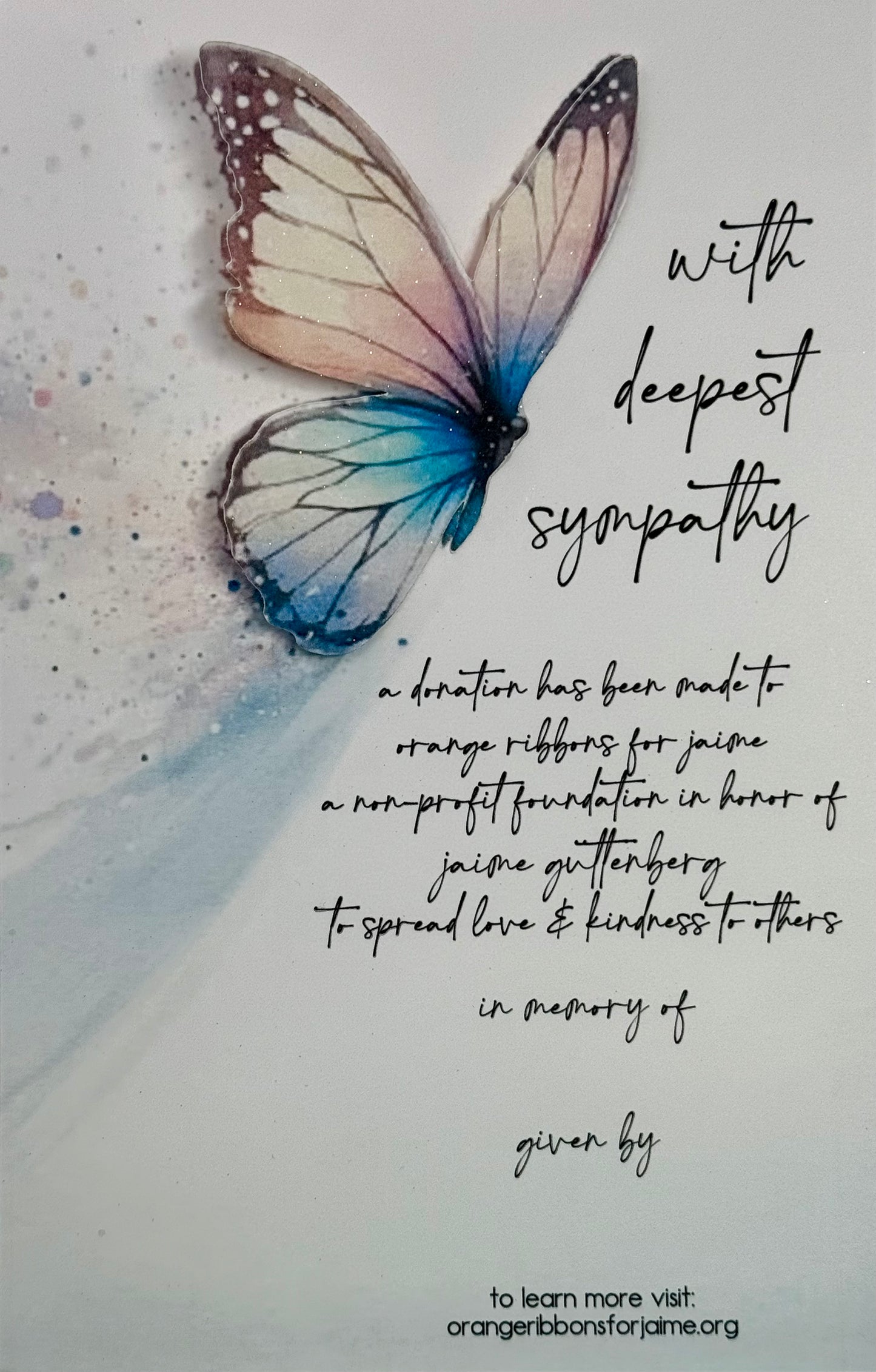 Sympathy Card (Butterfly Spray) (THREE NON-PERSONALIZED CARDS)