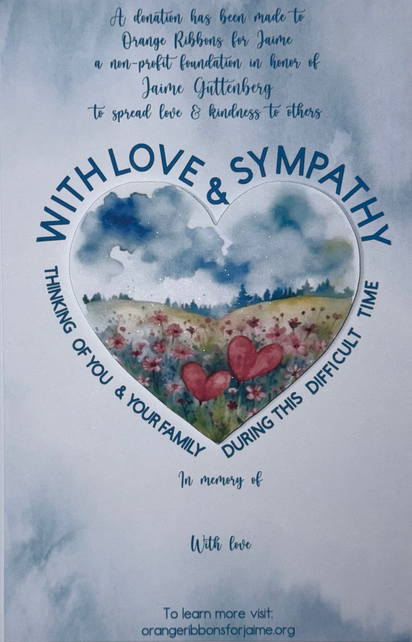 Sympathy Card (Blue Scene in Heart) (THREE NON-PERSONALIZED CARDS)