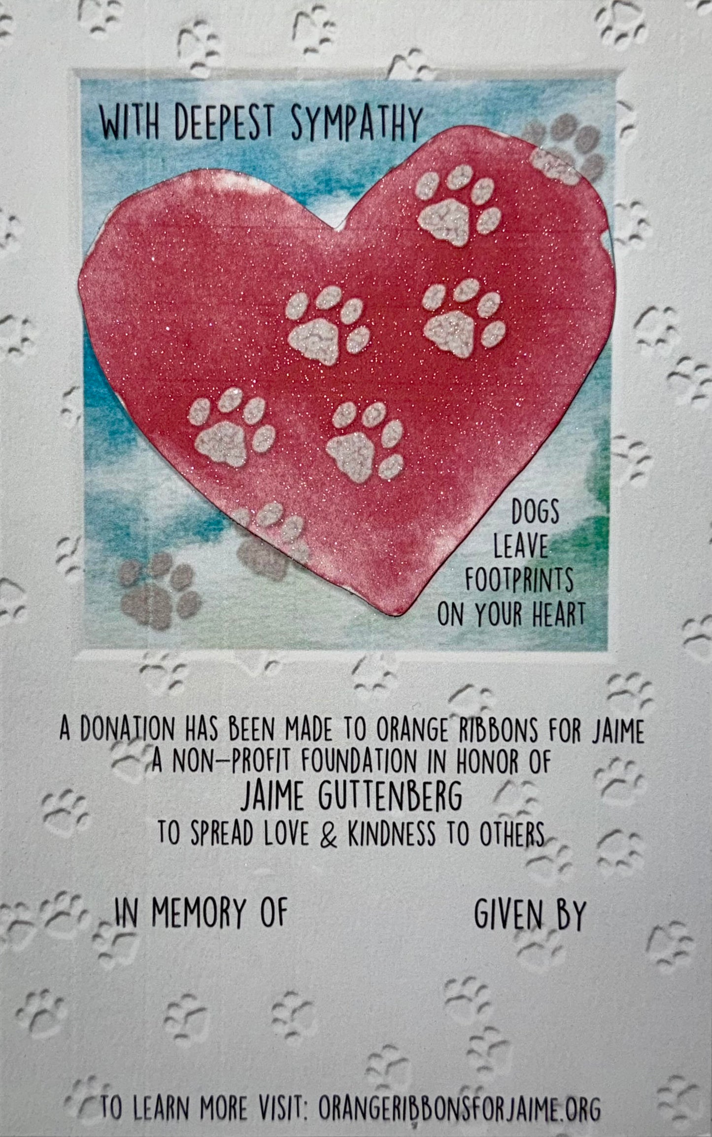 Sympathy Card - dog paw prints [NEW]